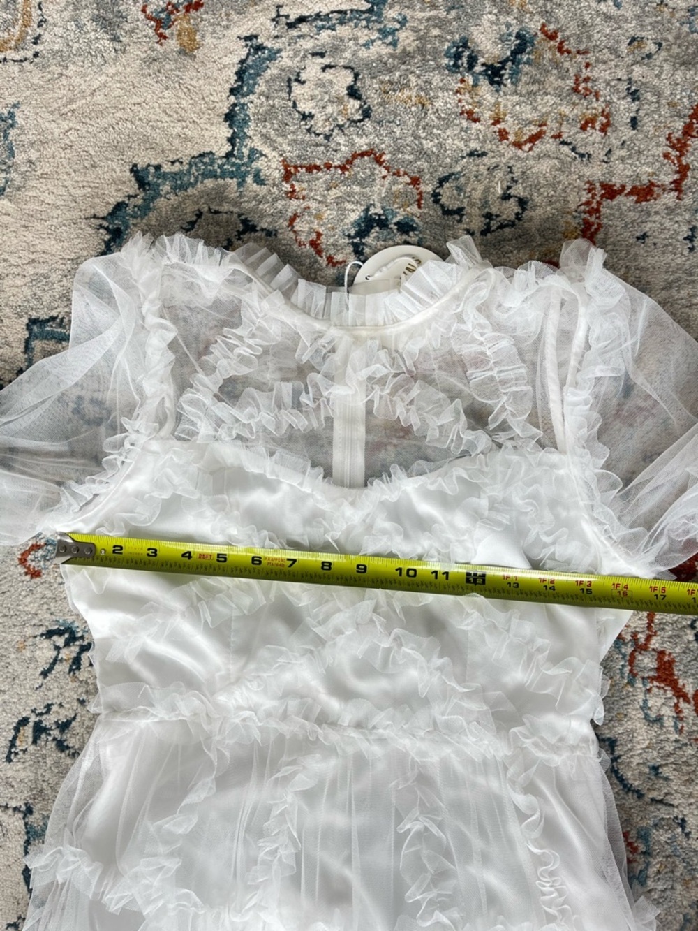 Untamed Petals Dreamer Maxi Dress White Small NWT Sheer Ruffle Bridal Boho - Picture 11 of 13